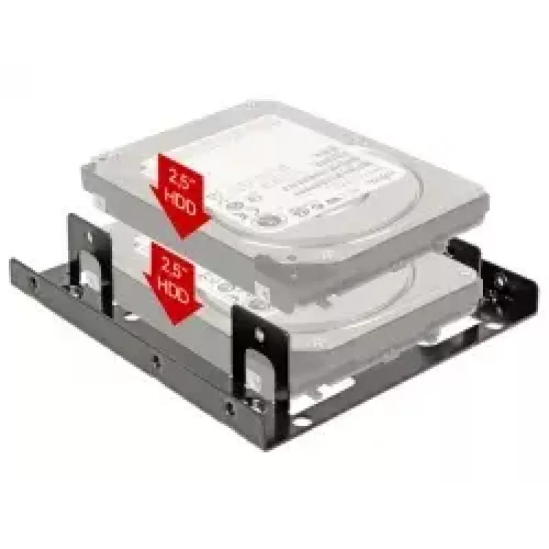 Montážny rámik DeLOCK 18210 z 3,5 palca na 2 x 2,5 palca HDD/SSD, čierny