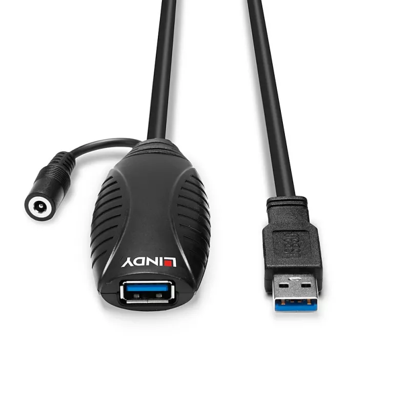 Lindy 43156 aktívny predlžovací kábel USB 3.0, USB-A samec na USB-A samicu, 10 m, USB 3.2 Gen 1, 5 Gbit/s, čierny