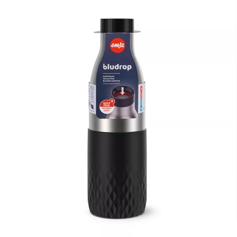 EMSA Bludrop Sleeve N3111100 fľaša na pitie na každodenné použitie 700 ml nerezová oceľ čierna, nerezová oceľ
