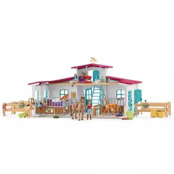 schleich HORSE CLUB jazdecké centrum pri jazere, farma, stajňa, kone, 5 rokov, viacfarebné, plast