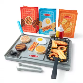 Melissa & Doug Flip & Fry grilovacia sada s Water WOW! hračkou na jedlo meniacou farbu, predškolská hračka od 3 rokov