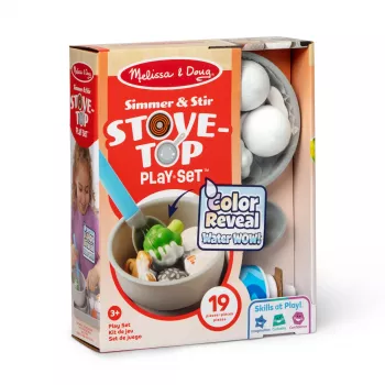 Melissa & Doug Simmer & Stir Stovetop hracia sada s Water WOW Color Reveal hračkou na jedlo, predškolská hračka od 3 rokov