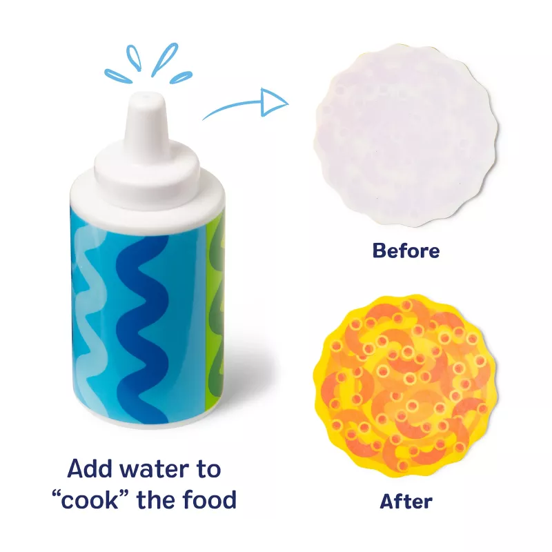 Melissa & Doug Simmer & Stir Stovetop hracia sada s Water WOW Color Reveal hračkou na jedlo, predškolská hračka od 3 rokov