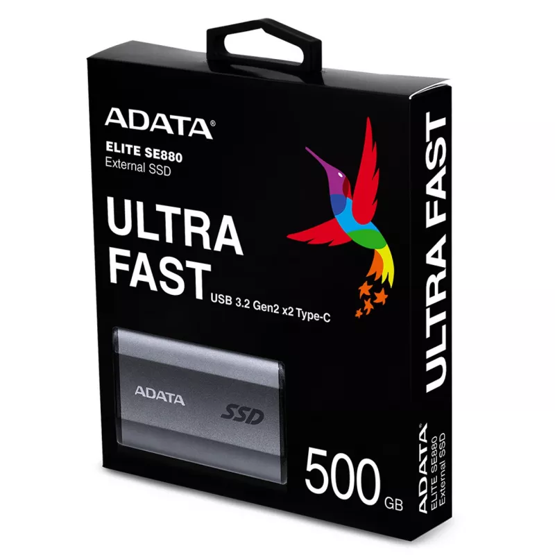 ADATA SE880 500 GB USB Type-C 3.2 Gen 2 (3.1 Gen 2) Wi-Fi sivá
