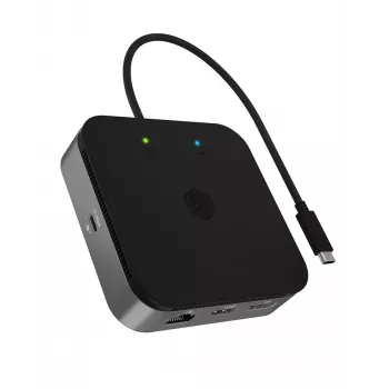 ICY BOX 7-in-1 USB4® dokovacia stanica s duálnym video výstupom, káblová, USB4, 60 W, 3,5 mm, 10,100,1000 Mbit/s, antracitová