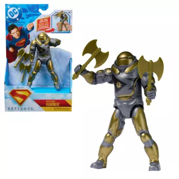 Akčná figúrka Superman Hammer of Boravia 6 palcov, filmový štýl, obsahuje 2 príslušenstvá, zlatá/sivá