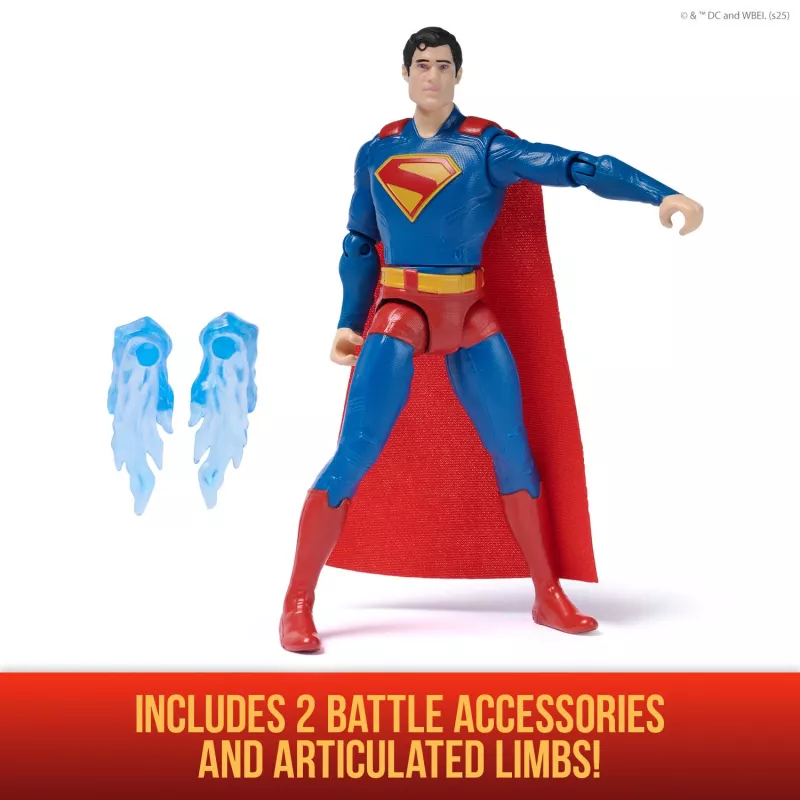 DC Comics, SUPERMAN Epic Strike akčná figúrka, 15 cm veľká, autentický filmový štýl, obsahuje 2 príslušenstvá, hračka pre chlapcov a dievčatá od 4 rokov