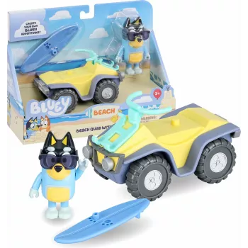 Moose Toys Bluey S9 sada figúrky a vozidla plážové quad s Banditom