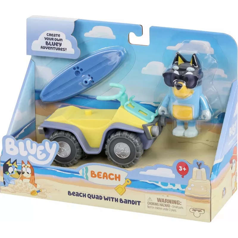 Moose Toys Bluey S9 sada figúrky a vozidla plážové quad s Banditom