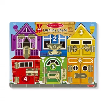 Melissa & Doug MDT MSK Latches Board Display GML, 3 roky, drevo, viacfarebné