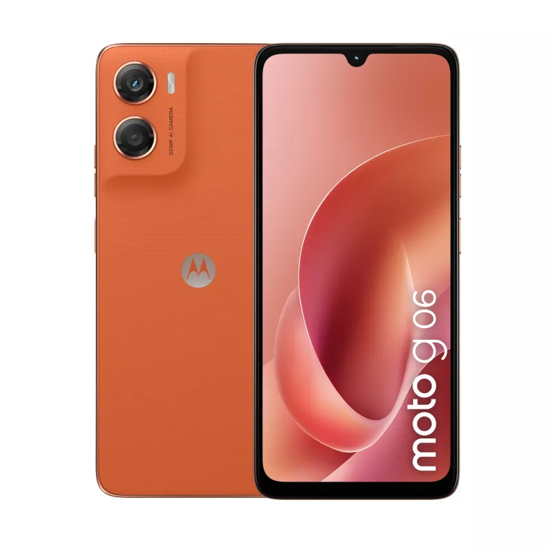 Motorola moto g06 XT2535-14 smartfón, 6,88 palca (17,48 cm), MediaTek Helio G81-Extreme, 4 GB RAM, 256 GB, 50 MP, Android, Arabesque oranžový