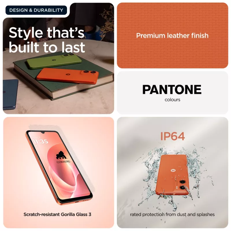 Motorola moto g06 XT2535-14 smartfón, 6,88 palca (17,48 cm), MediaTek Helio G81-Extreme, 4 GB RAM, 256 GB, 50 MP, Android, Arabesque oranžový