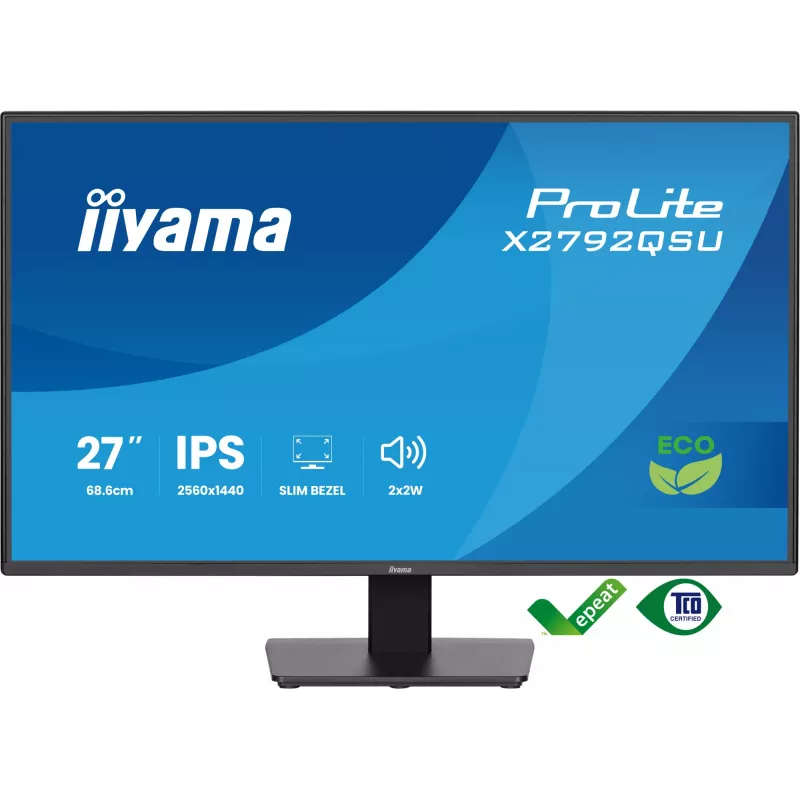 iiyama ProLite X2792QSU-B1 počítačový monitor 68,6 cm (27 palcov) 2560 x 1440 pixelov Quad HD LED čierny