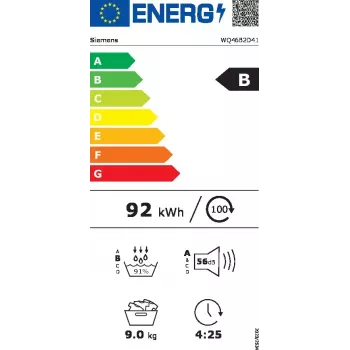 Siemens iQ700 WQ46B2D41 tepelné čerpadlo sušička voľne stojaca s predným plnením 9 kg biela