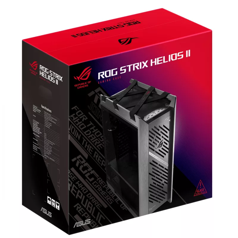 ASUS ROG Strix Helios II GX601S počítačová skriňa, Midi Tower, E-ATX, tvrdené sklo, Aura Sync RGB, 4 ventilátory 140 mm, USB-C, čierna