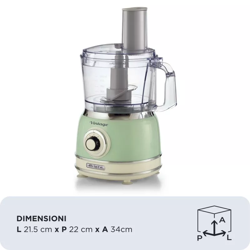 Kuchynský robot ARIETE Vintage Line 1781/04 — 1000 W, 2,1 l, zelený