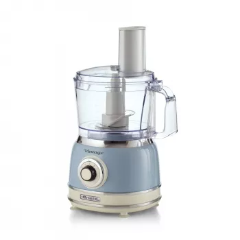 Kuchynský robot ARIETE Vintage Line 1781/05 — 1000 W, misa 2,1 l, otočný regulátor, nerezové nože, modrý