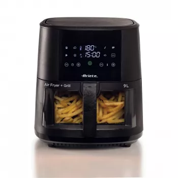 Ariete 4630 teplovzdušná fritéza 9L, 1300W, objem 9L, množstvo potravín 2,5 kg, 8 prednastavených programov, teplota do 200 °C, priehľadný kôš na kontrolu varenia, čierna