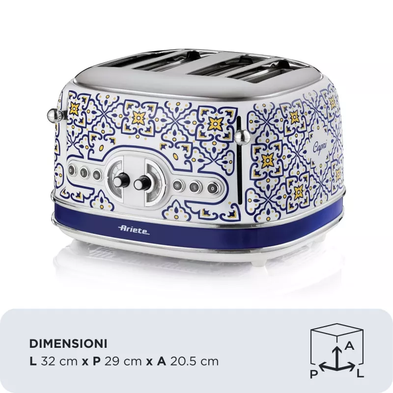 Hriankovač ARIETE Capri 4 plátky, 1630 W, biela/viacfarebná