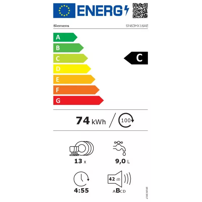 Siemens iQ300 SN63HX16AE umývačka riadu plne integrovateľná 13 súprav riadu