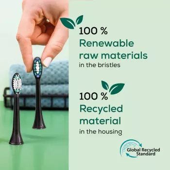 Elektrické náhradné hlavice zubnej kefky Beurer SC Premium Protection Plus Green Planet – čierne, balenie 4 ks