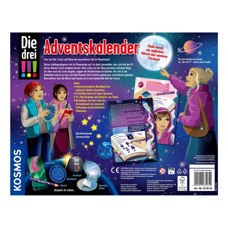 Kosmos Die drei !!! adventný kalendár 2025, experimentálna súprava (632649)