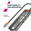 Canyon DS-13 CNS-TDS13 7-v-1 USB-C hub, 4K HDMI, 3x USB 3.0, USB-C PD 100W, čítačka SD/microSD, priehľadný Space Grey