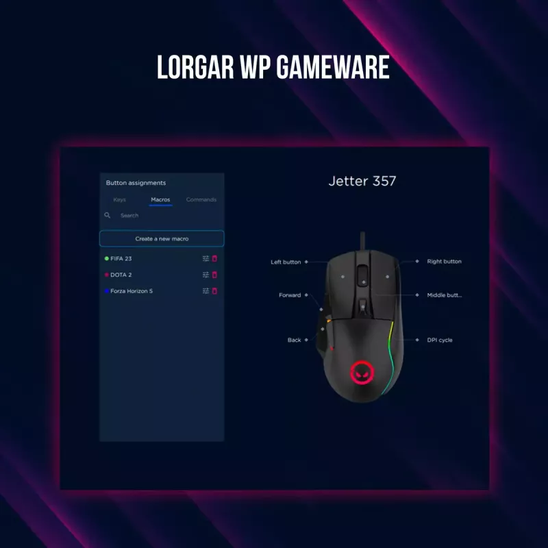 Myš Lorgar Jetter 357 Gaming optická pravácka