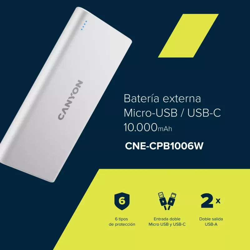 Prenosná nabíjačka Canyon PB-106 10000 mAh