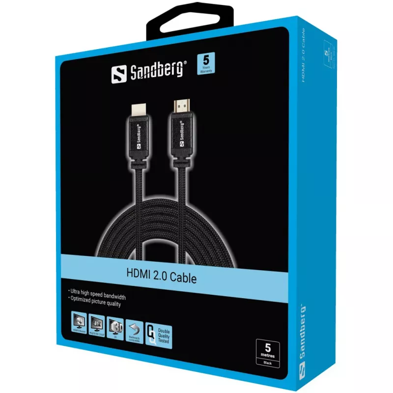 HDMI kábel Sandberg HDMI 2.0 19M-19M 5 m
