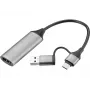 Sandberg HDMI Capture Link na USB-C/A, HDMI typ A (Standard), USB Type-A + USB Type-C, konektor samica, konektor samec, rovný, rovný