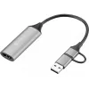 Sandberg HDMI Capture Link na USB-C/A, HDMI typ A (Standard), USB Type-A + USB Type-C, konektor samica, konektor samec, rovný, rovný