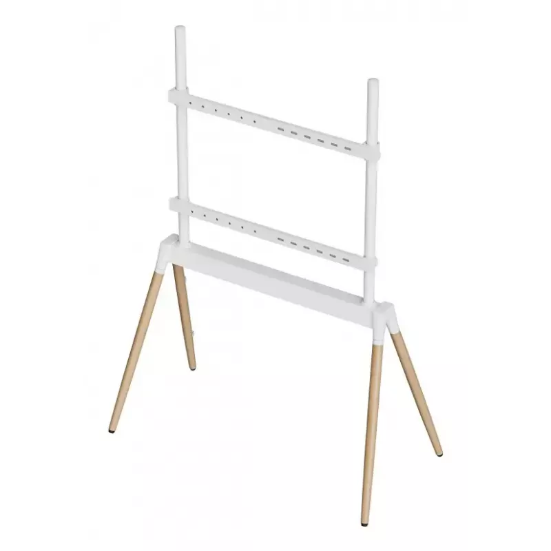 Podlahový stojan na TV Gembird TVS-86F-01-W 55–86" (2,18 m), VESA do 600x400, výška 113–144 cm, max. 40 kg, biela/drevo