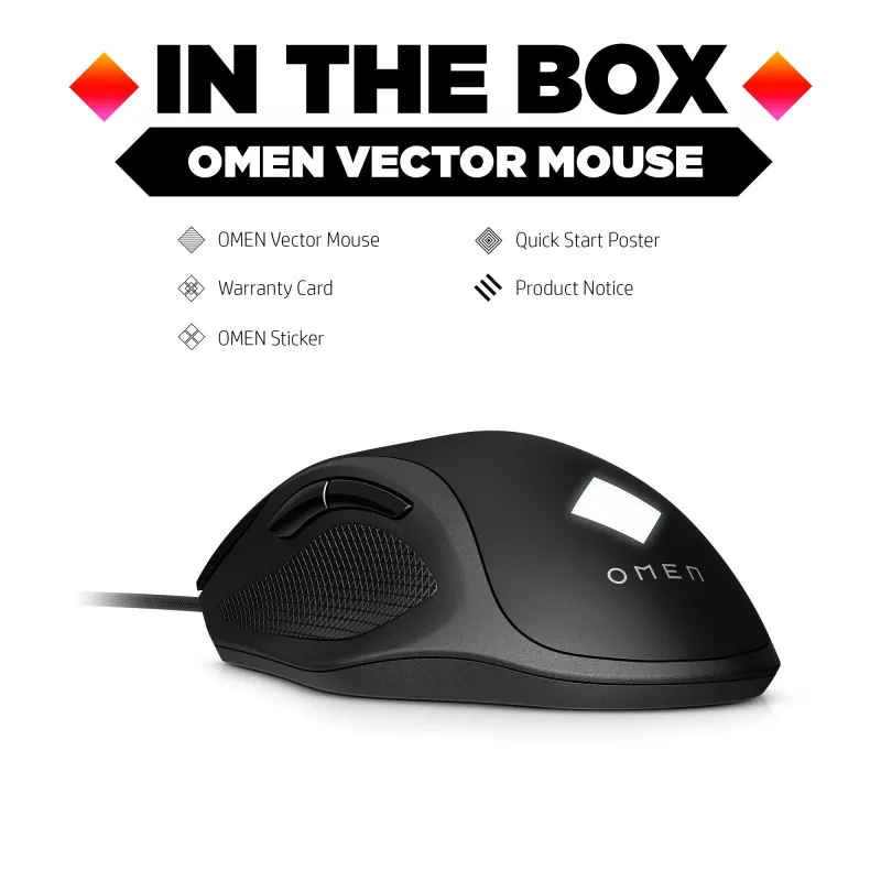 HP OMEN Vector myš, pravá ruka, IR-LED, USB Type-A, 16000 DPI, 1 ms, čierna
