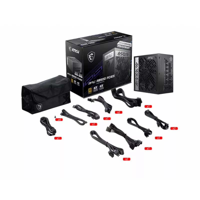 MSI MPG A850G PCIE5 napájací zdroj 850 W 24-pin ATX ATX čierny