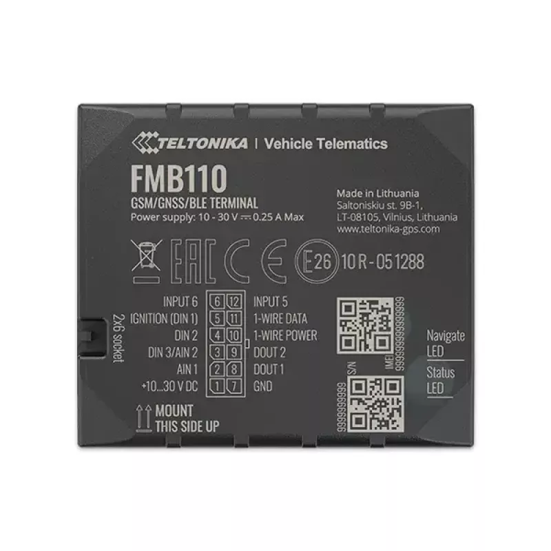 GPS Tracker Teltonika FMB110 Auto Čierny prachuvzdorný 0,128 GB