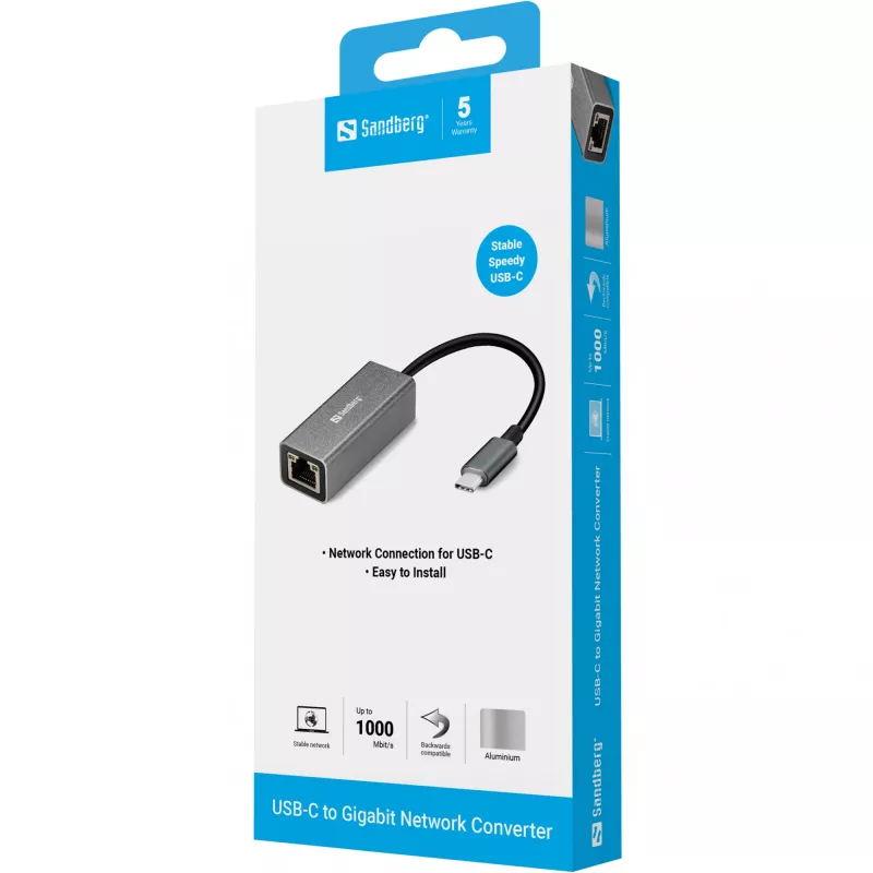 Sieťový adaptér Sandberg USB-C Gigabit 136-04