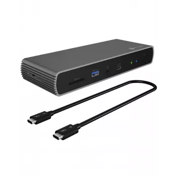 ICY BOX IB-DK8801-TB4 káblový Thunderbolt 4 antracit, čierny