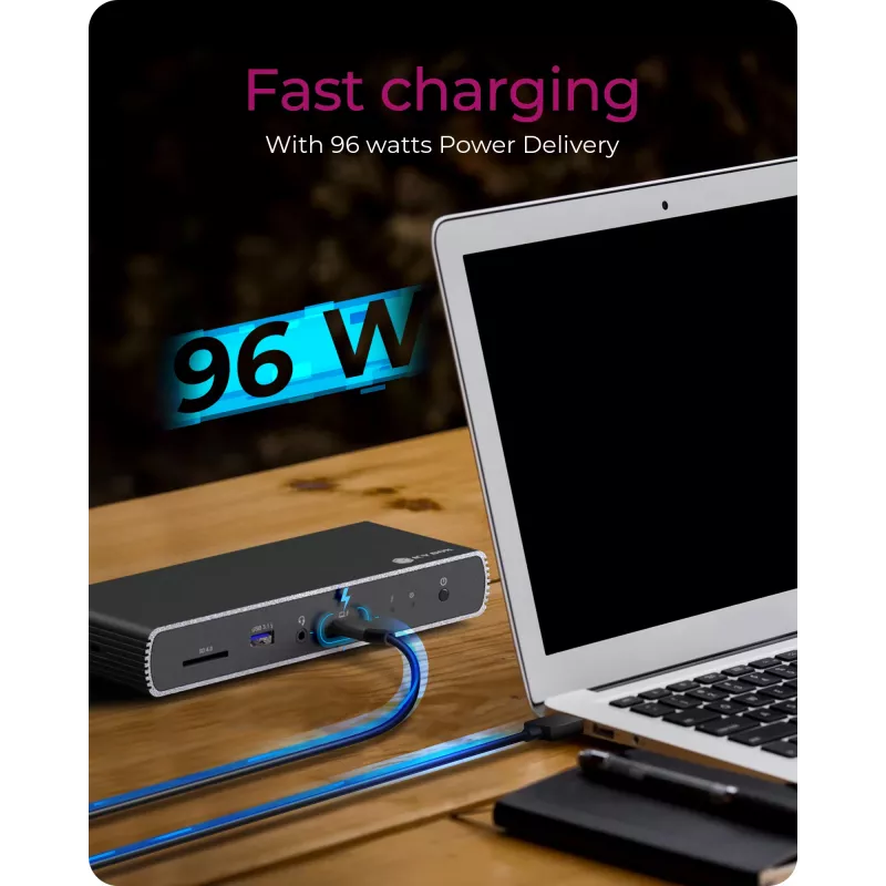 ICY BOX IB-DK8801-TB4 káblový Thunderbolt 4 antracit, čierny