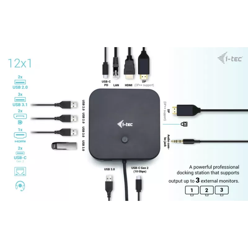i-tec USB-C HDMI dual DP dokovacia stanica s Power Delivery 100 W