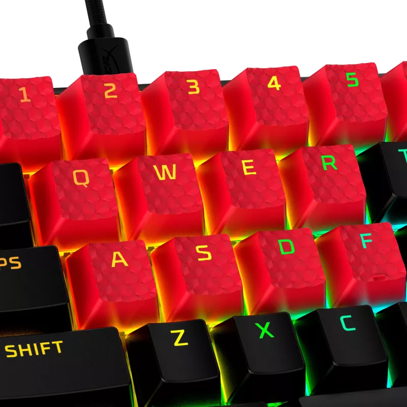 HyperX gumové klávesové krytky - herná sada príslušenstva - červená (US rozloženie)