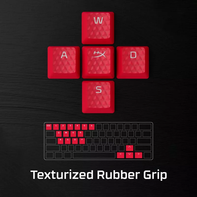 HyperX gumové klávesové krytky - herná sada príslušenstva - červená (US rozloženie)