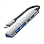 Sandberg USB-C na 3xUSB-A+2xUSB-C SAVER USB 3.2 Gen 1 sivá hliník