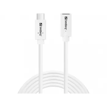 Sandberg USB-C na USB-C kábel 2M 100W USB 3.2 Gen 2 biely