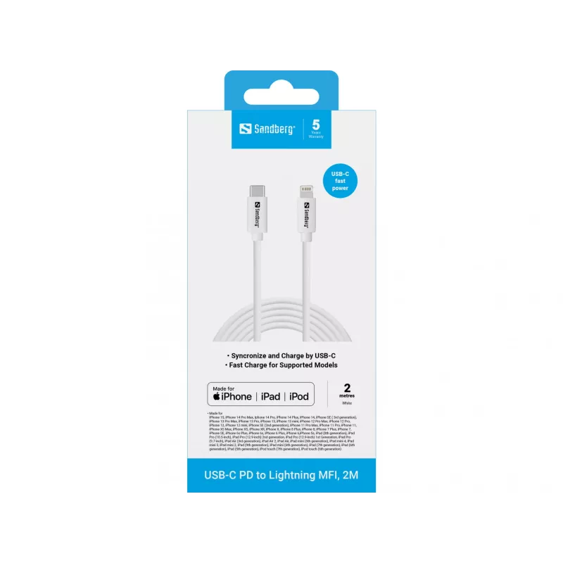 Sandberg USB-C PD na Lightning MFI 2M kábel 2m Lightning USB C