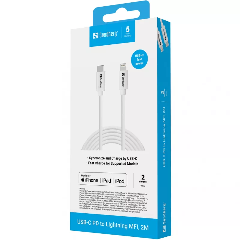 Sandberg USB-C PD na Lightning MFI 2M kábel 2m Lightning USB C
