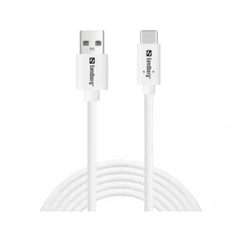 Kábel Sandberg USB-C > USB-A 2.0 2M SAVER biely