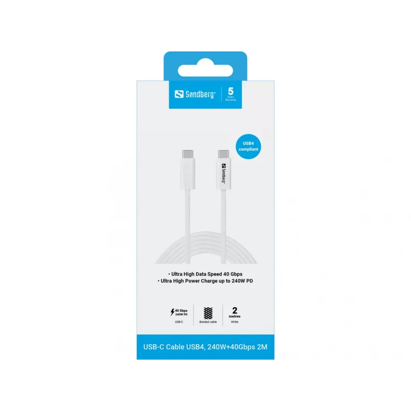 Sandberg USB-C>C USB4 240W 40Gbps 2M kábel