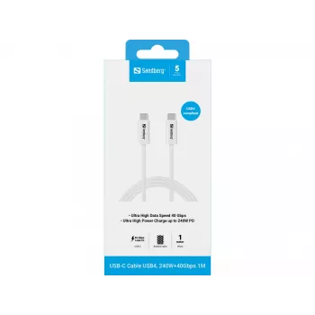 Kábel Sandberg USB-C>C USB4 240W 40Gbps 1M