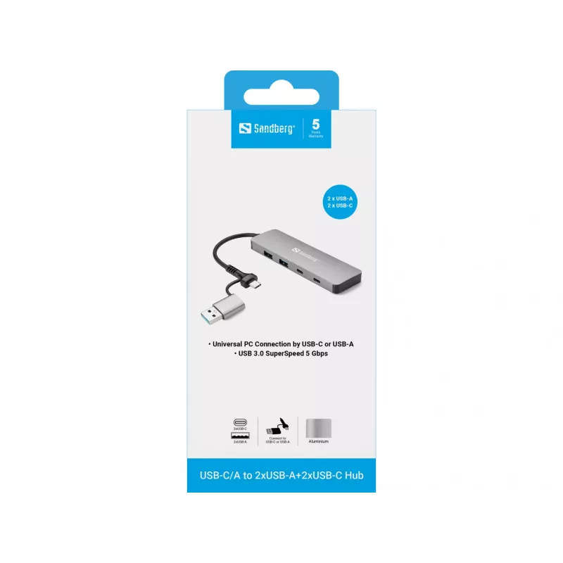 Sandberg USB-C/A na 2xUSB-A+2xUSB-C hub